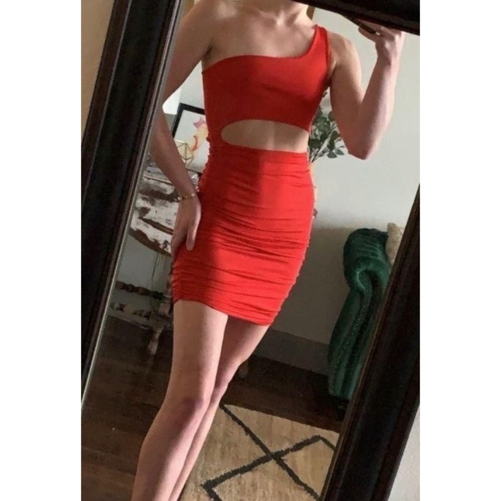 One shoulder cutout mini dress